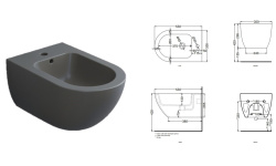 CIELO Комплект: унитаз/биде Enjoy, раковина SHUI COMFORT с ДК, CM - Cemento мини 3 4