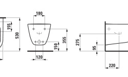 LAUFEN PRO Подвесное биде без боковых отверстий для подвода воды, 1 отв., 530х360 мм, белый мини 3 2