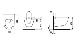 LAUFEN PRO Унитаз подвесной со скрытым ободком, 530x360 мм, белый мини 3 2