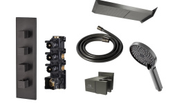 NOKEN PACK OXO Душевой комплект с термостатом, верхний душ, брашированный титан мини 1