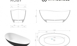 WHITECROSS Ruby Ванна отдельностоящая 165x75хH65 см, иск. камень, белый глянец мини 3 6