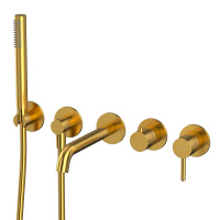 WHITECROSS Y Смеситель для ванны скрытого монтажа, длина излива 220 мм, золото брашированное