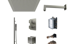 NOKEN PACK SQUARE Душевой комплект с термостатом и верхним душем 30х30 см, браш. титан мини 1