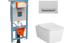 VITRA Metropole Комплект: подвесной унитаз с сиденьем, инсталляцией, панелью, белый/хром мат мини 1