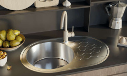 OMOIKIRI SHINAGAWA BN Смеситель однорычажный для мойки, нержавеющая сталь мини 3 3