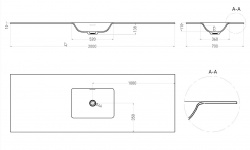 Salini ONDA FLOW SQUARE Столешница до 2000х700х10 мм с раковиной 520х360, ДК, S-Stone- RAL матовый мини 3 2