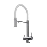 OMOIKIRI KANTO Смеситель однорычажный с краном для питьевой воды, нержавеющая сталь (BN)/белый