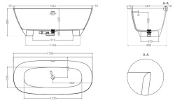 Salini SOFIA Wall Ванна пристенная 1700х800х580 мм, S-Sense - белый глянцевый мини 3 2
