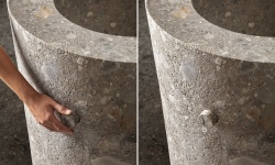 ANTL Раковина напольная из камня со сливом в пол, со смесителем, Ø78хH89,5 см, Ceppo di Grè мини 3 3