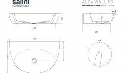 Salini ALDA WALL 03 Раковина подвесная 600х450х150 мм, без перелива, БЕЗ ДК, S-Stone - белый матовый мини 3 2
