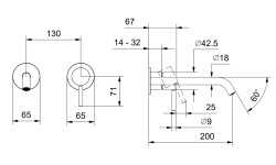 FANTINI NOSTROMO Смеситель для раковины из стены, вылет 20 см, 5 л/мин, хром мини 3 2