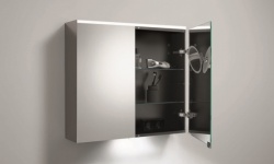 BURGBAD Зеркальный шкаф с горизонтальной светодиодной подсветкой, 900х800х170 мм, белый мини 3 4
