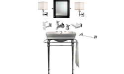 DD ROSE КОМПЛЕКТ: Консоль с раковиной, зеркалом, 2 бра, смесителем и аксессуарами, хром мини 1