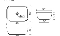 CERAMICANOVA Element Раковина накладная, 460x330x135 мм, капучино матовый мини 3 5