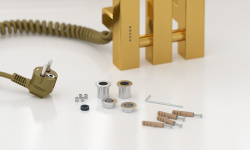 СУНЕРЖА Вердикт 4.0 Полотенцесушитель (электрика), H1200х100 мм, ТЭН левый, Золото мини 3 4