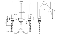 NEMO ROUND Смеситель для раковины на 3 отверстия, CHROME PLATED мини 3 2