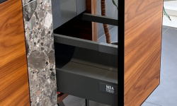 MIA ITALIA Tango Комплект: тумба с раковиной, 64 matt canaletto walnut/110 BRECCIA ALBA/bianco lucid мини 3 4