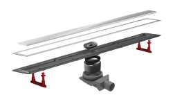 PESTAN Confluo Premium Line Линейный трап 550 мм, с двухсторонней вставкой, сатин.сталь/под плитку мини 1