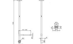 FANTINI FONTANE BIANCHE Потолочный смеситель для раковины излив: 135 см, без ДК, Matt Gun Metal PVD мини 3 4