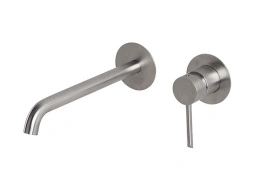 смеситель NOKEN ROUND INOX Внешняя часть смесителя для раковины из стены, 230 мм, браш. нержавеющая сталь
