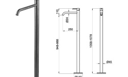 NOKEN PACK ROME Раковина напольная 406хН850 мм со смесителем, AISI 304 брашированный титан мини 3 4