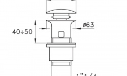 STELLA Донный клапан clic-clac для раковин с переливом, черный матовый PVD мини 3 2