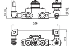 NOKEN TONO Скрытая часть термостатического смесителя на 2 потребителя, хром мини 3 2