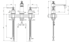 GESSI VENTI20 Смеситель для раковины на 3 отверстия средний, Без ДК, хром мини 3 3