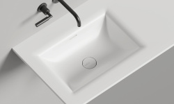 Salini ONDA FLOW SQUARE Столешница до 2000х700х10 мм с раковиной 520х360, ДК, S-Stone- белый матовый мини 3 5