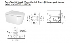 DUR ME by Starck Комплект: Подвесной унитаз Rimless SensoWash® Starck f Plus, 378x575 мм, белый мини 3 10