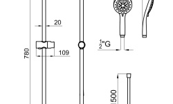 NOKEN PACK ROUND SHOWER Душевой комплект со смесителем и верхним душем 20 см, хром мини 3 8