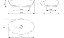 Salini NOEMI Раковина накладная 560х340х150 мм, БЕЗ перелива, БЕЗ ДК, S-Sense - белый глянцев мини 3 2