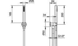 FANTINI FONTANE BIANCHE Душевой набор ручная лейка FIT, гибкий шланг 150 см ПВХ, Matt Gun Metal PVD мини 3 4