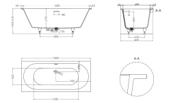 Salini ORNELLA KIT 180 Ванна встраиваемая 1800х800х600 мм, S-Sense - белый матовый/фурнитура белый мини 3 9