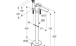 KLUDI BALANCE Внешние части напольного смесителя для ванны, DN 15, белый/хром мини 3 2