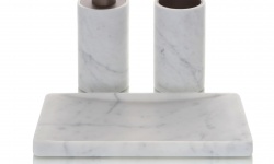 BERTOCCI CARRARINO Стакан для зубных принадлежностей настольный, Bianco Carrara/хром мини 3 3