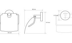 BEMETA DARK Держатель туалетной бумаги с крышкой 140x80x155 мм, черный мини 3 2