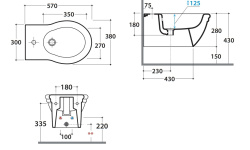 GLOBO PAESTUM Биде подвесное, 57х38х28 см, белый мини 3 3