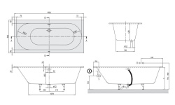 VB OBERON Ванна с ножками 1900x900 мм, материал Quaryl®, белый мини 3 5