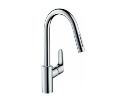 HANSGROHE FOCUS Смеситель для кухни однорычажный, с выдвижным душем, ½, 9,5 л/мин, хром