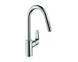 HANSGROHE FOCUS Смеситель для кухни однорычажный, с выдвижным душем, ½, 9,5 л/мин, хром