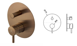 NOKEN PACK EYE Душевой комплект со смесителем, потолочной лейкой с хромотерапией, браш. медь мини 3 7