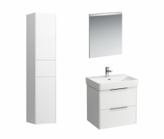 LAU Комплект мебели с раковиной и зеркалом, белый глянцевый/белый/хром