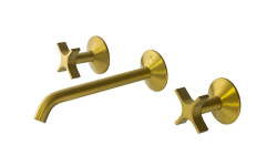 NOKEN LIGNAGE CROSS Смеситель для раковины на 3 отверстия из стены, без ДК, 5 л/мин, браш. золото мини 1