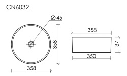 CERAMICANOVA Element Раковина накладная 358х358х137 мм, черный матовый мини 3 4