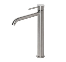 NOKEN ROUND INOX Смеситель для раковины, высокий 306 мм, без ДК, браш. нержавеющая сталь