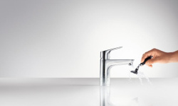HANSGROHE FOCUS Смеситель для раковины 100, однорычажный, со сливным гарнитуром, 5 л/мин., хром мини 3 3