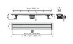 ALCA Fit&Go 750 Душевой лоток с двухсторонней решеткой, выпуск горизонтальный, хром мини 3 4