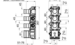 NOKEN OXO Скрытая часть для термостатического смесителя на 3 выхода мини 3 2