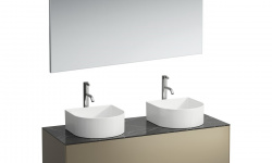 LAU SONAR Комплект мебели с раковинами, зеркалом и смесителями , Titanium & Nero Marquina/белый/хром мини 1
